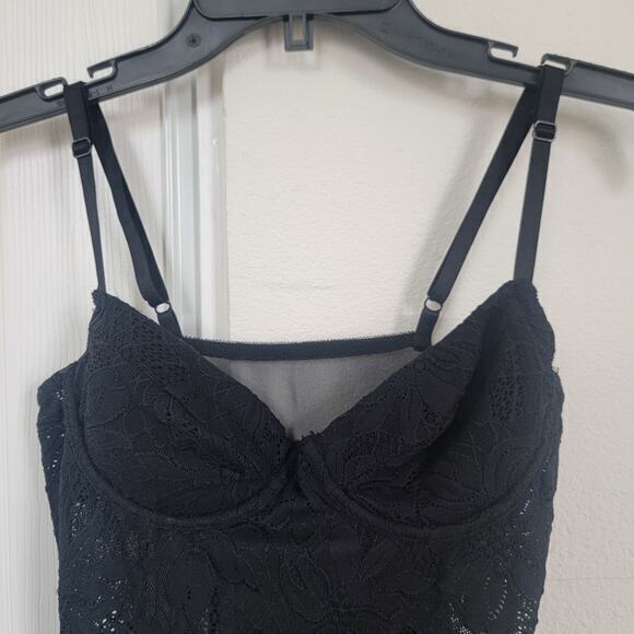 Fredericks of Hollywood Black Teddy Slip Lace Medium Nightie Grunge Whimsygoth - Picture 3 of 16